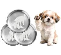 XIAOYU Juego de 3 comederos de Acero Inoxidable de Grado alimenticio para Perros, 8,07 Pulgadas de Ancho, Ideales como comederos básicos de Repuesto, Platos Planos de Metal para Gatos y perrosp