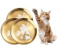 XIAOYU Juego de 3 comederos de Acero Inoxidable para Gatos, 8,07 Pulgadas de Ancho y Poco Profundos, Ideales para aliviar la Fatiga de los Bigotes, Platos Planos de Metal para Gatos