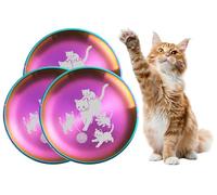 XIAOYU Juego de 3 comederos de Acero Inoxidable para Gatos, 8,07 Pulgadas de Ancho y Poco Profundos, Ideales para aliviar la Fatiga de los Bigotes, Platos Planos de Metal para Gatos