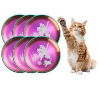 XIAOYU Juego de 6 comederos de Acero Inoxidable para Gatos, 8,07 Pulgadas de Ancho y Poco Profundos, Ideales para aliviar la Fatiga de los Bigotes, Platos Planos de Metal para Gatos