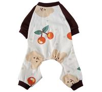 XIAOYU Pijama con Estampado de Cerezas para Perros, Ideal para el frío,Ropa para Gatos de Cuatro Patas, Elegante Mono de Invierno para Cachorros y Gatitos,Talla M