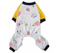XIAOYU Pijama con Estampado de Notas para Perros, Ideal para el frío,Ropa para Gatos de Cuatro Patas, Elegante Mono de Invierno para Cachorros y Gatitos, Talla S