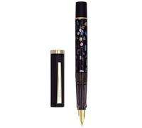 XIAOYU retro Jinhao 58 pluma estilográfica, diseño único con incrustaciones de concha marina, detalles dorados con convertidor de tinta y plumín fino de iridio (0,5 mm), negro mate (cáscara negra)