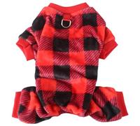 XIAOYU Ropa de Franela para Mascotas, Pijamas cálidos de Invierno para Perros pequeños y Gatos, Mono navideño para Cachorros, Ropa para Halloween y Navidad, Grid, L