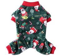XIAOYU Santa Claus - Patrón de caja de regalo de nieve para Navidad, ropa para mascotas, pijamas cálidos para gatos, disfraces de Navidad, monos para cachorros, color verde, S