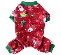 XIAOYU Santa Claus - Patrón de caja de regalo de nieve para Navidad, ropa para mascotas, pijamas cálidos para gatos, trajes de Navidad, trajes para cachorros, color rojo, S