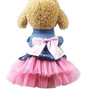 XIAOYU Vestidos para Perros Pet Bowknot Princesa Falda Verano Vaquero Perro Chaleco Camisas Sundress Dulce Boda Vestidos de Fiesta Ropa para Mascotas Ropa, Rosa, M
