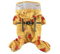XIAOYU wasserdichter Hunderegenmantel, reflektierende, leichte Outdoor-Regenjacke für Vierbein-Hunde mit Kapuze und D-Ring für Die Leine, geeignet für Kleine Hunde, Sandía, M