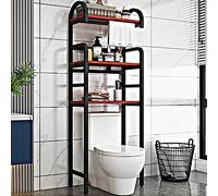 XIAOZHUANGXIONG Estanteria Baño Encima WC Blanco, Platos Saludables y Ecológicos, Pies Antideslizantes de Plástico, Ahorro de Espacio y Fácil de Instalar (Color : Teak Color, Size : Black_3 Layer-B)