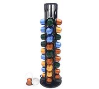 XIAPIA Dispensador Capsulas Nespresso de Acero inoxidable,Porta Capsulas Nespresso 40 Soporte Capsules Compatibles Cápsulas para Cafetera 360 ° Giratorio
