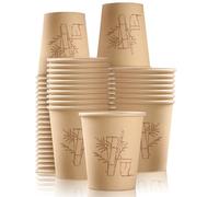 XIAQICA 100 Piezas Vasos de Papel Marrón 240 ml Vasos de Papel Kraft Ecológicos Compostables Biodegradables Sin Blanquear Vasos Cafe para Té y Bebidas Refrescantes Bebidas Calientes Frías