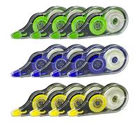 XIAQICA 12 Piezas cinta correctora 12M x 5mm Mini Cintas Correctoras Amarillo/Verde/Azul Correction Tape con Capuchón Protector para Adulto Estudiante Oficinista Maestros Estudiantes Empleados