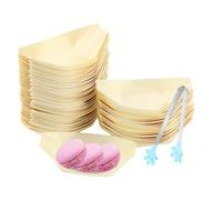 XIAQICA 120 Piezas pino Cuencos Bote con 1 Clip 11,5 x 6,5cm Forma de Barco Contenitori Finger Food bandeja para aperitivos biodegradables bandeja para aperitivos para Postres Curry Salchichas