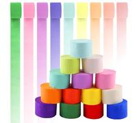 XIAQICA 14 Rollos Papel Crepé 25 m x 4,5 cm Serpentinas de Papel Crepé Papel 14 Colores Papel Crepe Paquete de Serpentinas de Fiesta DIY Manualidades Festivales Decoración