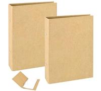 XIAQICA 2 Piezas Carpeta de anillas A5 Rellenable de Papel de Estraza 2 anillas Carpetas Archivadores a5 Carpeta de Cuaderno A5 Kraft Papel de Scrapbooking para Colegio y Oficina(23,5 x 17,5 cm)