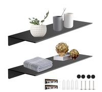 XIAQICA 2 Piezas Estante Pared Negro 30cm Estantes Flotantes Estantes de Pared Metálicos Repisas para Baño con Tornillo Repisas de Pared Dormitorio para Salon Antioxidante Estanteria Baño Pared