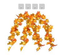 XIAQICA 2 Piezas Guirnaldas Artificiales de Hojas Arce 175 CM Guirnalda Otoño Guirnalda Vid Colgante Otoño Decoracion Halloween Decoration Decoraciones Otoño Thanksgiving Day Fiesta con 4 Ganchos