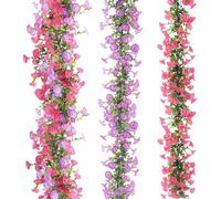 XIAQICA 2 Piezas Plantas Colgantes Artificiales Petunias Flores Artificiales 1,8m Guirnalda Flores Decorativas para Bodas, Jardines, Casas, Paredes, Cercas