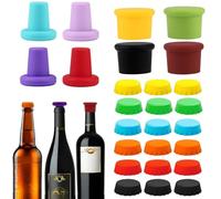 XIAQICA 26 Piezas Tapones para Botellas 3 Estilo Tapones de Vino Silicona 10 Colores Tapa de Botella de Vino Reutilizables Tapón para Botellas de Cerveza General para Botellas de Vino, Cerveza