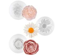 XIAQICA 3 Piezas Moldes para Velas Silicona Molde de Silicona 3D para Velas Molde de Silicona de Flores para Velas, Jabón, Chocolate, Decoración de Bricolaje(Peony Flowers, Rosas, Crisantemos)