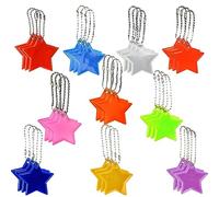 XIAQICA 30 Pcs Reflectores Colgantes Estrella Llavero Reflecto con 1 Caja Transparente PVC Colgante Seguridad Ciclismo Nocturno Ropa Mochilas Cochecitos Reflectante(10 Colores)