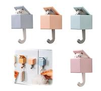 XIAQICA 4 Piezas Ganchos Adhesivos Pared Animales Creativo Gato Gancho Decorativos Perchero Pared Infantil Gancho para llaves Gato Ganchos Para Toallas Lindo Para Colgar En Hogar Cocina Dormitorio