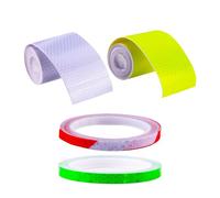 XIAQICA 4 Rolls Cinta Reflectante 5cm x 3m/1cm x 8m Reflective Tape Recortable Hazard Tape Reflectantes para Ropa Vehículos Bicicletas Cascos (Amarillo Fluorescente Blanco Rojo y Blanco Verde)