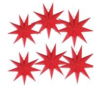 XIAQICA 6 Piezas Estrellas de Papel Navidad Estrellas Plegables Poinsettia Decoración Neuneck Decoración Navideña Estrella de Papel para Árbol de Navidad Decoración de Boda 25/30/45 cm (Rojo)