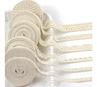 XIAQICA 6 Rollos Cinta Encaje 30 m Vintage Cinta Encaje de Algodón Decorativa Cinta para Envolver Regalos para Boda Decoración Manualidades Scrapbooking Regalo Costura Artesanal
