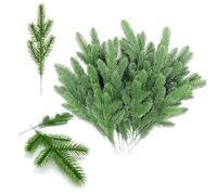 XIAQICA 60 Piezas Ramas Pino Artificiales Guirnalda Abeto Plantas Verdes DIY Aguja Pino Falsa Guirnalda Agujas Pino Navideña Ramas Artificiales Hojas para Decoración Navideña