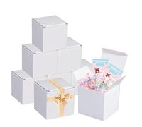 XIAQICA Cajas Regalo Carton 20 Cajas Pequeñas de Carton 10x10x10cm Caja Blanca Fácil Montaje Cajas para Regalos con Tapa para Fiestas, Cumpleaños, Bodas, Semana Santa