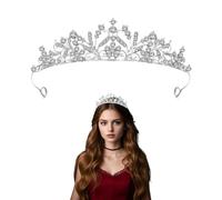 XIAQICA Corona Reina Strass Tiara Novia Corona Cumpleaños Plateado Coronas Diadema Mujer para Ceremonia Nupcial, Proms, Pageants, Princesa Fiestas, Cumpleaños, 3,5 cm/1,37 pollici, Diamante falso,
