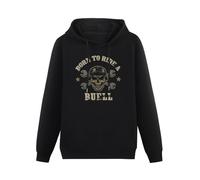XIASHUN Born To Ride A Buell Biker Skull Hoody Unisex Ptinted Hoodies Long Sleeve Men's Hooded with Pocket Black M
