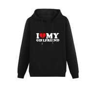 XIASHUN I Love My Girlfriend I Heart My Girlfriend Hoody Unisex Long Sleeve Hooded with Pocket Black XXXL