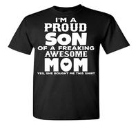 XIASHUN I'm A Proud Son of A Freaking Awesome Mom Adult Shirt Crew Neck Unisex Short Sleeve T-Shirt XXL