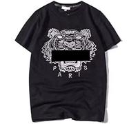 XIASHUN Mend T Shirt Hot Summer Style Tiger Embroidery with Letters Tees Casual Shirts Tops Crew Neck Unisex Short Sleeve T-Shirt XL