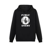 XIASHUN Public Enemy Hoody Unisex Ptinted Hoodies Long Sleeve Men's Hooded with Pocket Black XL