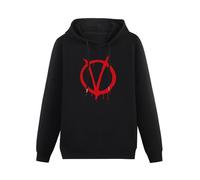 XIASHUN V For Vendetta Hoody Unisex Ptinted Hoodies Long Sleeve Men's Hooded with Pocket Black XL