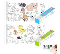 XIATIAN 2 Rollos de Dibujo para Niños, Rollo Papel Pintar Niños 30 x 300 cm, Rollo de Dibujo Autoadhesivo Animales y Dinosaurios, Ideal para Colorear la Pared, Juego de Regalo