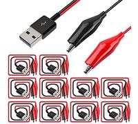 Xiatiaosann 10 pinzas de cocodrilo a USB, pinzas de cocodrilo a USB tipo A, cable conector macho, cables de prueba de cobre para pruebas de equipos de suministro de energía de circuitos