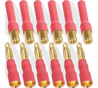 Xiatiaosann 12 piezas Conector de bala de 4 mm a conector banana de 6 mm Adaptador macho-hembra de conector de bala banana de 6 mm a 4 mm, sin cable, para ESC, motor, coche, barco, FPV