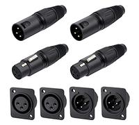 Xiatiaosann 2 pares de conectores XLR macho y hembra Mic Snake Plug para mezclador, altavoz con 2 pares de 3 pines XLR montaje en panel macho y hembra Jack Socket