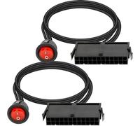 Xiatiaosann 2 piezas 24 pines ATX fuente de alimentación puente probador con interruptor de encendido/apagado LED, cable adaptador de puente de alimentación de PC para refrigeración por agua pulsante