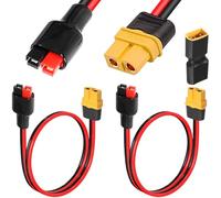 Xiatiaosann 2 piezas Cable extensión conector hembra XT60 a 45 A, adaptador de conector de batería RC de panel solar de 12 AWG para banco de energía al aire libre, estación de energía solar portátil