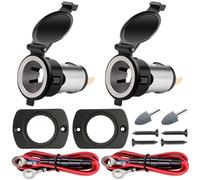 Xiatiaosann 2 Piezas Enchufe Encendedor, DC 12V 10A Impermeable Enchufe Encendedor Auto Enchufe Enchufe para Vehículo/Motocicleta/ATV con Panel, Cable de Conexión