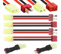 Xiatiaosann 4 pares Adaptador macho y hembra Mini para Tamiya a conector T, conector T a Mini para Tamiya macho y hembra calibre16 conector cable 8cm para cargador de batería RC Lipo coche RC FPV