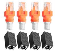 Xiatiaosann 4PCS Convertidor RF hembra a RJ45 macho adaptador de acoplador de barril coaxial para rastreador de cables con acoplador RJ45 de 4PCS