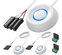 Xiatiaosann Botón de Encendido de PC, Interruptor de Encendido/Apagado de Caja de Ordenador, Botón de Encendido para Placa Base de Ordenador con Cable de Extensión de 2m (2 Piezas)