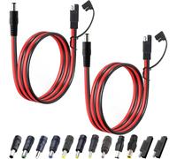 Xiatiaosann Cable de alimentación SAE a CC, adaptador macho SAE a DC5521 de 14 AWG, con adaptador polaridad inversa SAE, 10 unidades adaptador CC para panel de batería solar automotriz(2 pies)