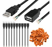 Xiatiaosann Cable USB, USB 2.0 Tipo A Hembra Macho a 4 Pines DIY Cable de Carga de Datos de Alambre Abierto, Reemplazo DIP USB para Arduino, Fuente de Alimentación USB DIY, 5 Pares